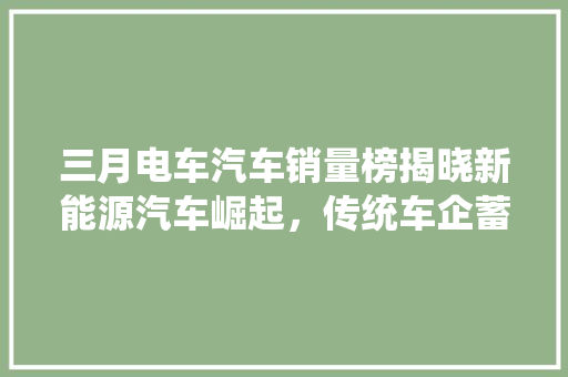 三月电车汽车销量榜揭晓新能源汽车崛起，传统车企蓄势待发