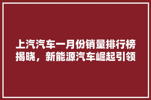 上汽汽车一月份销量排行榜揭晓，新能源汽车崛起引领市场新风向
