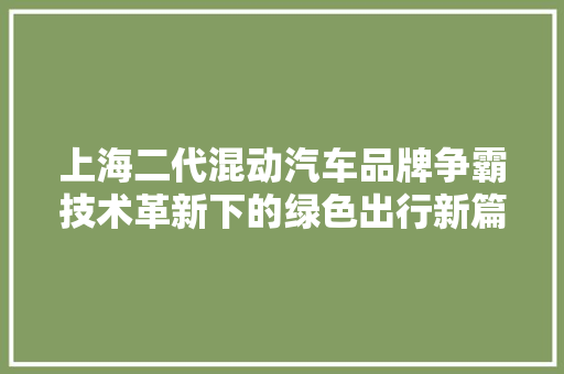 上海二代混动汽车品牌争霸技术革新下的绿色出行新篇章