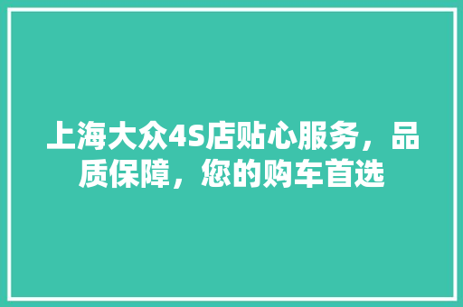 上海大众4S店贴心服务，品质保障，您的购车首选