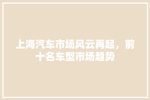 上海汽车市场风云再起，前十名车型市场趋势