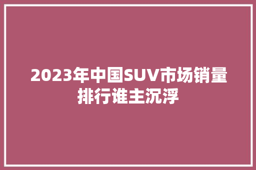 2023年中国SUV市场销量排行谁主沉浮