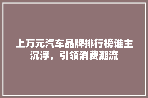 上万元汽车品牌排行榜谁主沉浮，引领消费潮流