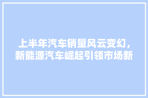 上半年汽车销量风云变幻，新能源汽车崛起引领市场新趋势