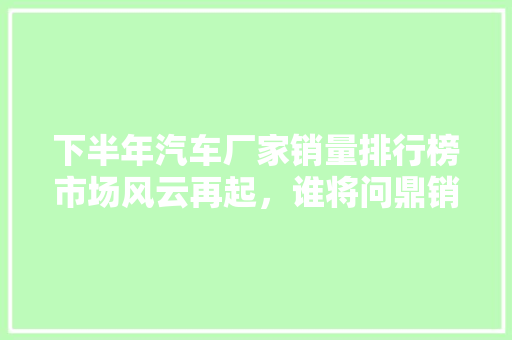 下半年汽车厂家销量排行榜市场风云再起，谁将问鼎销量之巅
