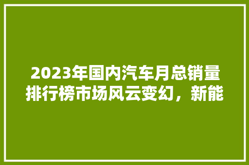 2023年国内汽车月总销量排行榜市场风云变幻，新能源汽车崛起