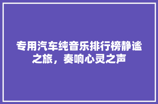 专用汽车纯音乐排行榜静谧之旅，奏响心灵之声