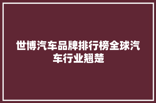 世博汽车品牌排行榜全球汽车行业翘楚