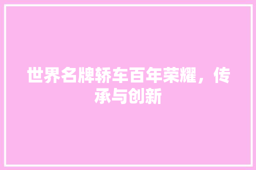 世界名牌轿车百年荣耀，传承与创新
