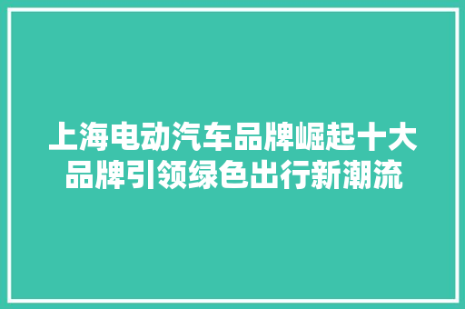 上海电动汽车品牌崛起十大品牌引领绿色出行新潮流