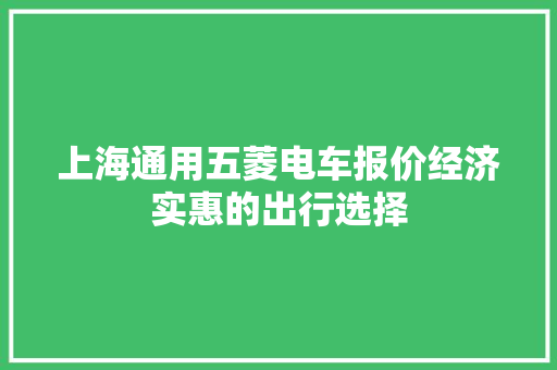 上海通用五菱电车报价经济实惠的出行选择