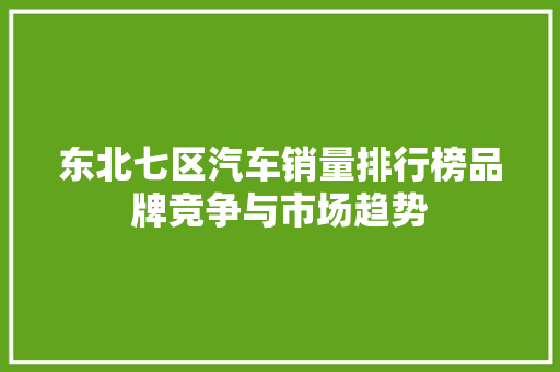 东北七区汽车销量排行榜品牌竞争与市场趋势