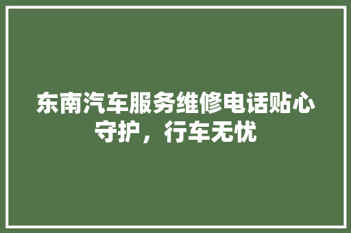 东南汽车服务维修电话贴心守护，行车无忧