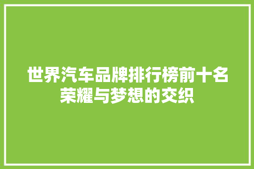 世界汽车品牌排行榜前十名荣耀与梦想的交织