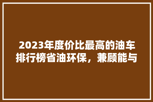 2023年度价比最高的油车排行榜省油环保，兼顾能与价格
