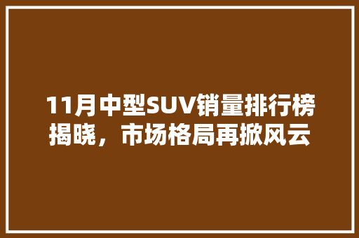 11月中型SUV销量排行榜揭晓，市场格局再掀风云