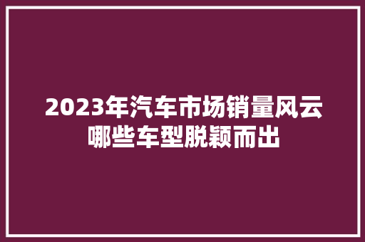 2023年汽车市场销量风云哪些车型脱颖而出