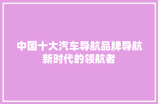 中国十大汽车导航品牌导航新时代的领航者
