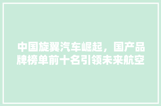 中国旋翼汽车崛起，国产品牌榜单前十名引领未来航空出行新风尚