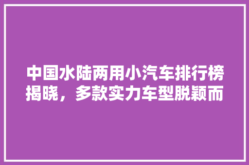 中国水陆两用小汽车排行榜揭晓，多款实力车型脱颖而出