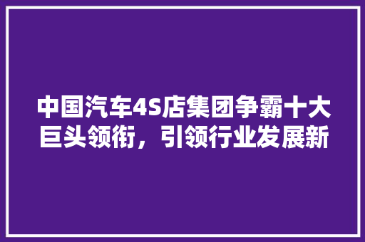 中国汽车4S店集团争霸十大巨头领衔，引领行业发展新格局