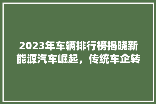 2023年车辆排行榜揭晓新能源汽车崛起，传统车企转型正当时