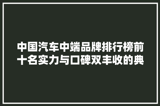 中国汽车中端品牌排行榜前十名实力与口碑双丰收的典范