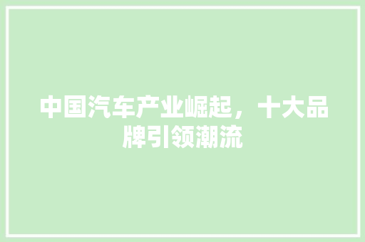 中国汽车产业崛起，十大品牌引领潮流
