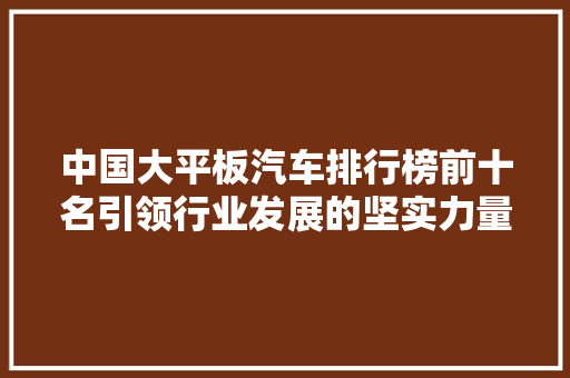 中国大平板汽车排行榜前十名引领行业发展的坚实力量