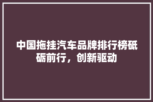 中国拖挂汽车品牌排行榜砥砺前行，创新驱动