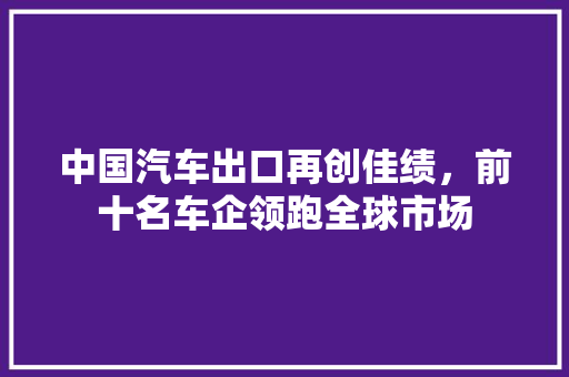 中国汽车出口再创佳绩，前十名车企领跑全球市场