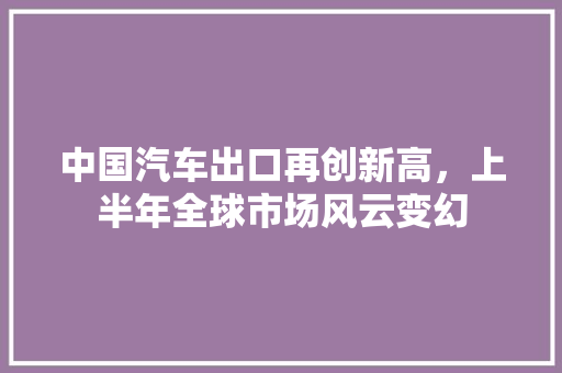 中国汽车出口再创新高，上半年全球市场风云变幻