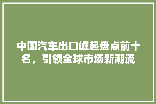 中国汽车出口崛起盘点前十名，引领全球市场新潮流