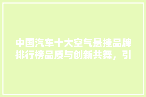 中国汽车十大空气悬挂品牌排行榜品质与创新共舞，引领行业发展新篇章