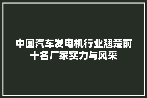 中国汽车发电机行业翘楚前十名厂家实力与风采