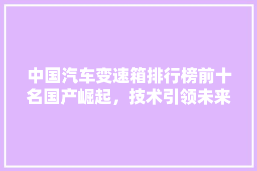 中国汽车变速箱排行榜前十名国产崛起，技术引领未来