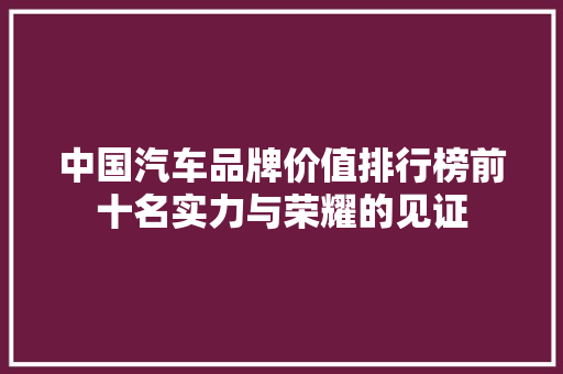 中国汽车品牌价值排行榜前十名实力与荣耀的见证
