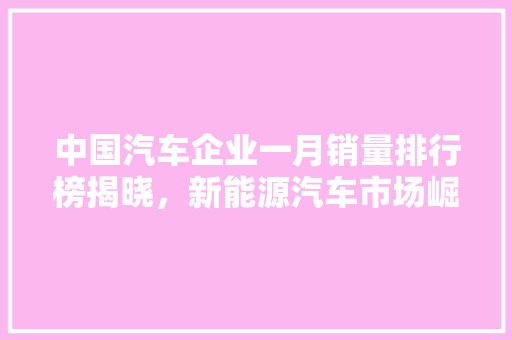 中国汽车企业一月销量排行榜揭晓，新能源汽车市场崛起