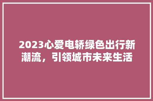 2023心爱电轿绿色出行新潮流，引领城市未来生活