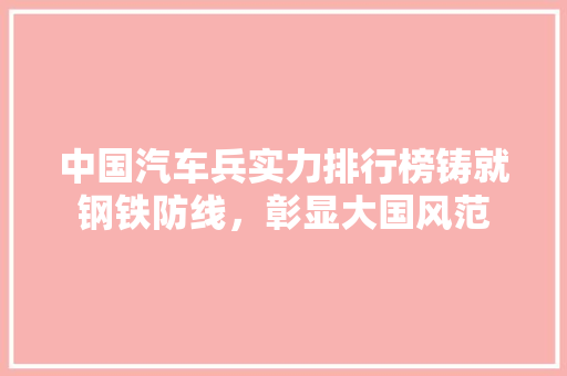 中国汽车兵实力排行榜铸就钢铁防线，彰显大国风范