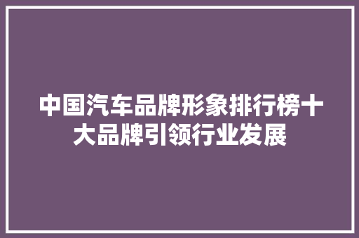 中国汽车品牌形象排行榜十大品牌引领行业发展