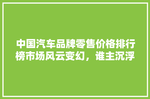 中国汽车品牌零售价格排行榜市场风云变幻，谁主沉浮