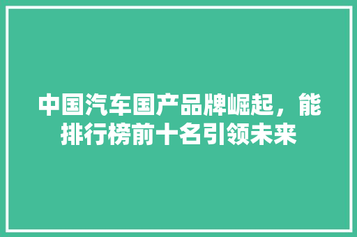 中国汽车国产品牌崛起，能排行榜前十名引领未来