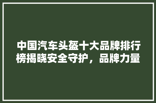中国汽车头盔十大品牌排行榜揭晓安全守护，品牌力量引领行业风向标