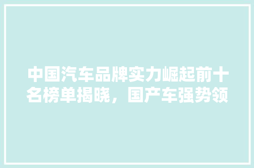 中国汽车品牌实力崛起前十名榜单揭晓，国产车强势领跑