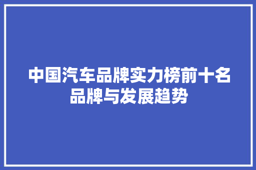 中国汽车品牌实力榜前十名品牌与发展趋势