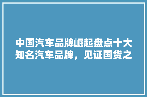 中国汽车品牌崛起盘点十大知名汽车品牌，见证国货之光