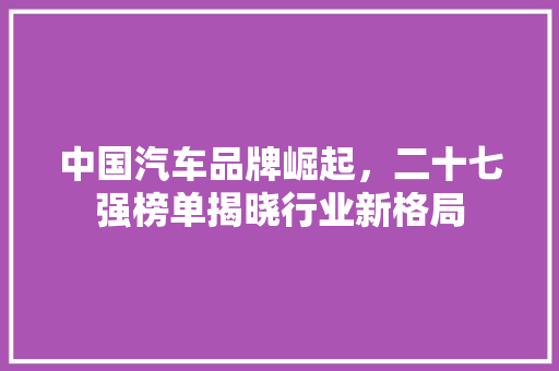 中国汽车品牌崛起，二十七强榜单揭晓行业新格局