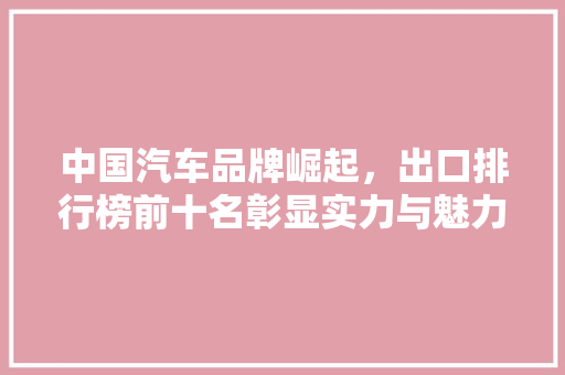 中国汽车品牌崛起，出口排行榜前十名彰显实力与魅力