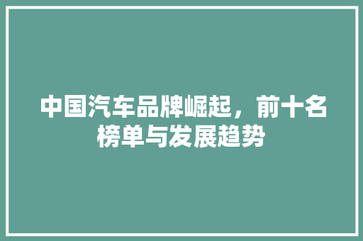 中国汽车品牌崛起，前十名榜单与发展趋势